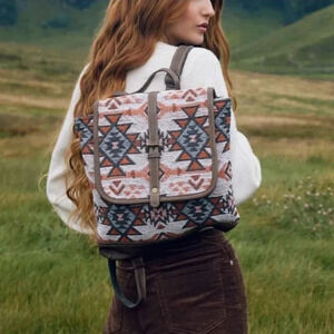 Myra Bag Boho Canvas & Leather Backpack New